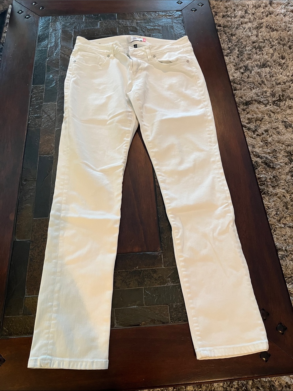 CAbi White Slim Boyfriend Low-Rise Straight Leg Jeans for Women